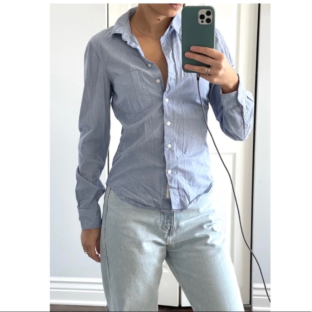 H&M Blue Fitted Button Down Shirt